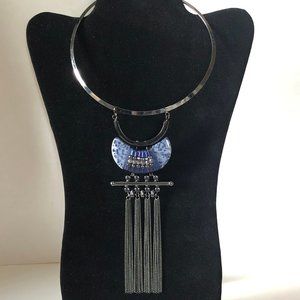 Gunmetal Semi Precious Choker Statement Necklace